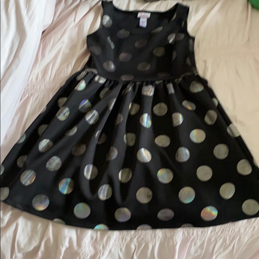 Justice black polkadot dress